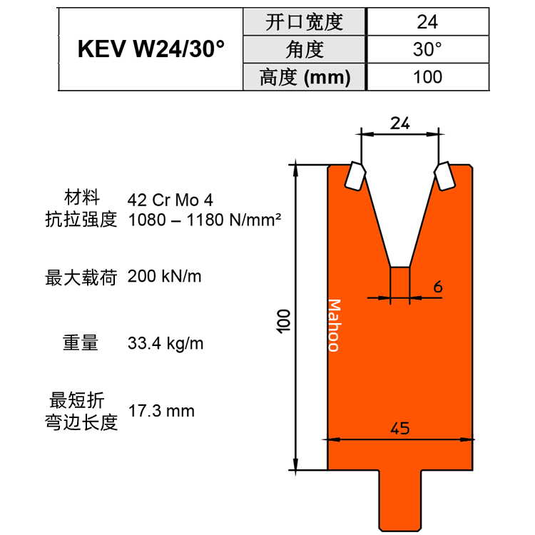 通快折彎下模 V24 KEV W24/30°