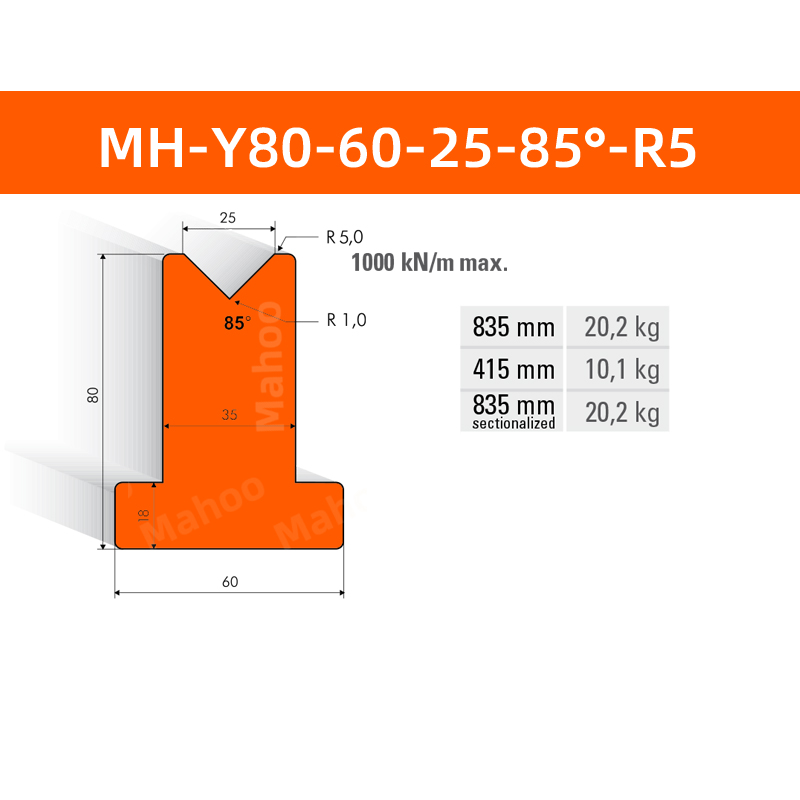 數控折彎下模 MH-Y80-60-25-85°-R5