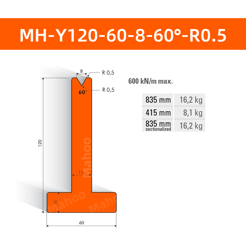 數控折彎下模 MH-Y120-60-8-60°-RO.5