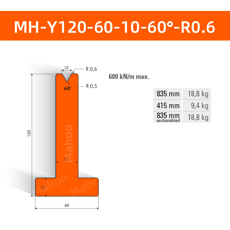 數控折彎下模 MH-Y120-60-10-60°-R0.6