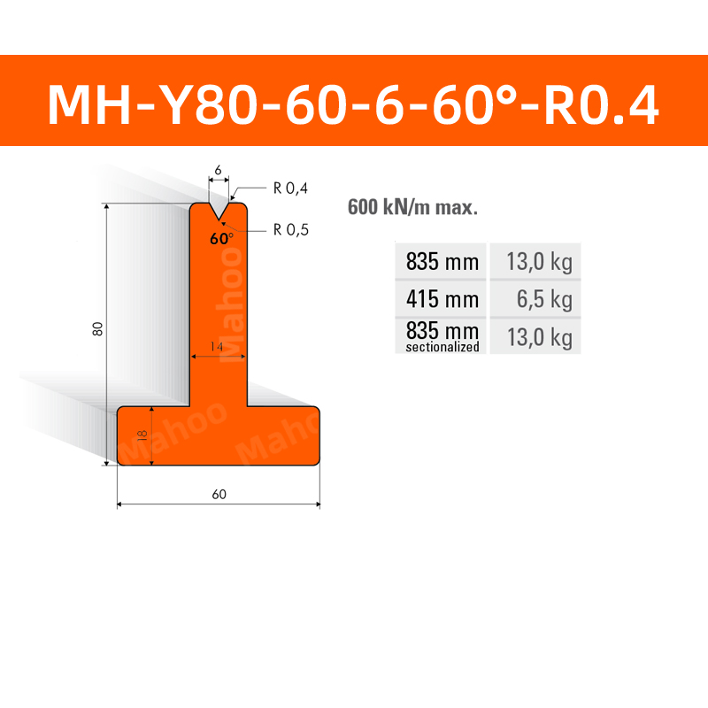 數控折彎下模 MH-Y80-60-6-60°-R0.4